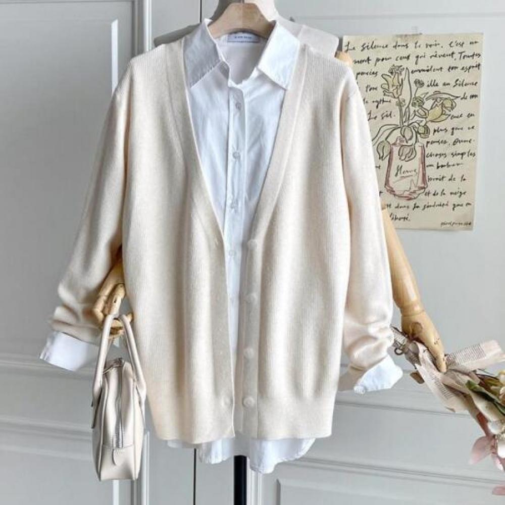 New ArriVals Open Run Loose Fit V Neck Cardigan Ribbed Knit