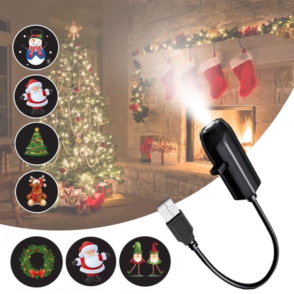 5V USB Powered Christmas Projection Lamp Projector Lamp Atmosphere Creation Space Projector LED Light Ceiling Projection