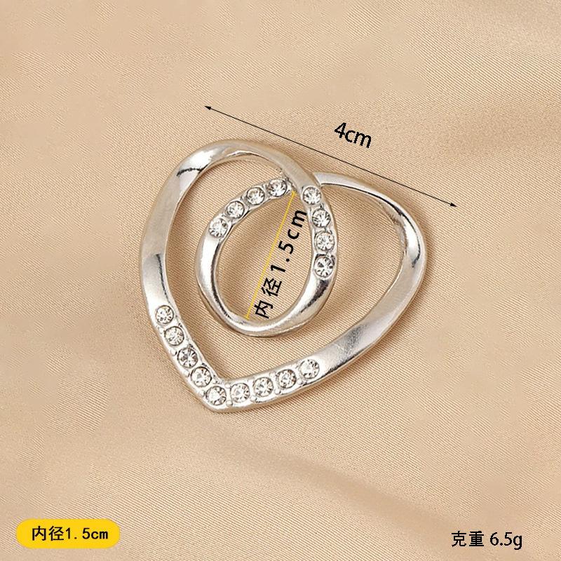 Зажим для шарфа Двойное сердце для женщин One Size