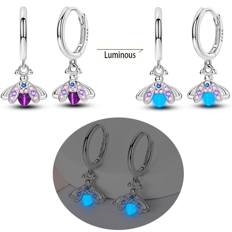 Original Design 925 Sterling Copper Luminous Firefly Pendant Earrings For Women's Luxurious Wedding Anniversary Zircon Gifts