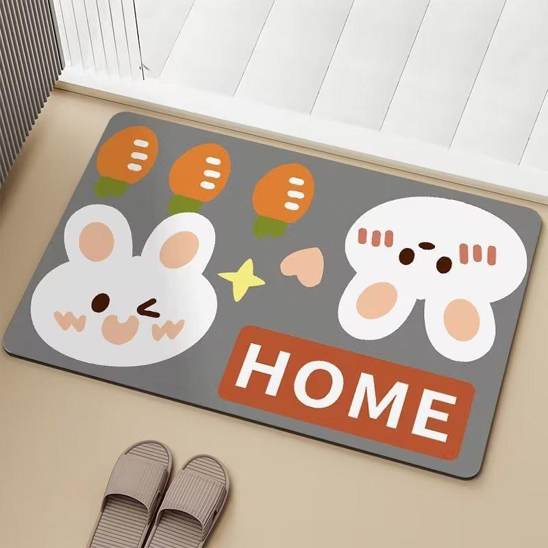 1pc Door Mat Cute Kawaii Bear Rabbit Printed for Home Living Room Decor Non-slip Floor Mat Cozy Carpet for Home Door Decoration
