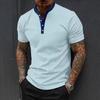 Men's Summer High-Stretch Ribbed Fitness and Casual Fashion Stand-Up Collar Knitted Short-Sleeved Polo Shirt