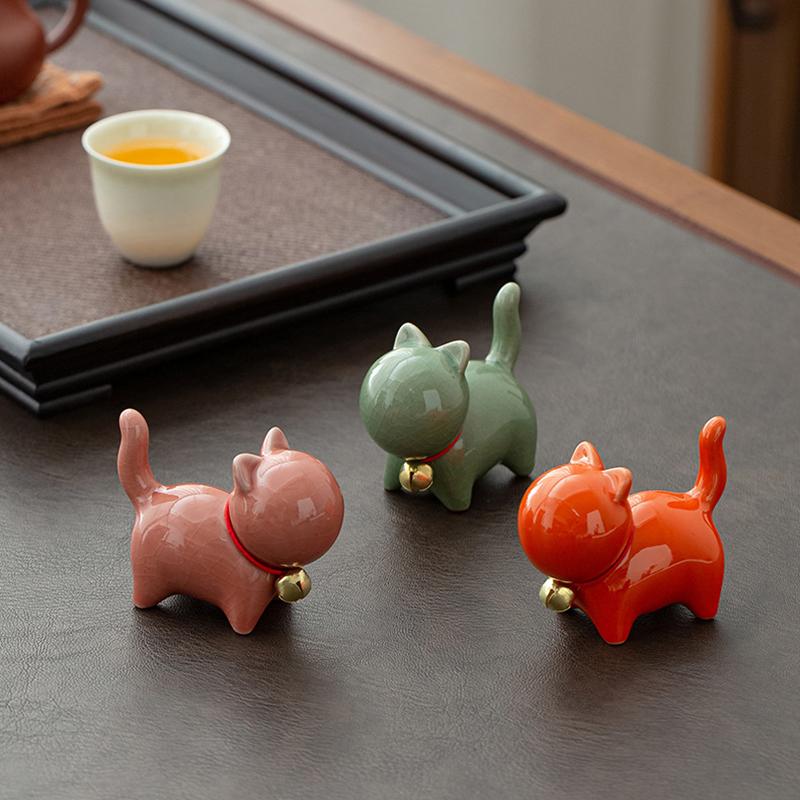 Kreative Keramik Niedliche Kätzchen Ornament Tier Mikro-Landschaft Tee-Haustier Zimmer Desktop Ornamente Teezubehör Tee-Spiel