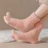 Womens Fuzzy Plush Slipper Socks Warm Coral Fleece Solid Color Five Finger Socks