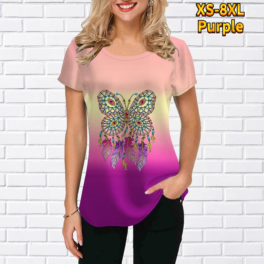 

Летняя женская футболка с 3D бабочкой. Женская повседневная большая футболка с короткими рукавами в стиле Харадзюку. L