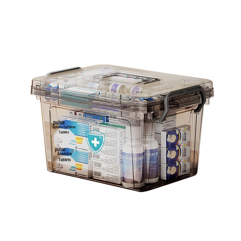 Portable Household Medicine Box with Multilayer Partition and Large Transparent Capacity