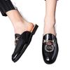Spring/Summer Men's Patent Leather Mules - Trendy, Breathable, Casual with Fashion Embroidery.