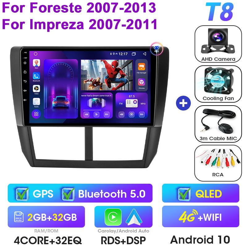 Android 12 Car Radio For TSubaru Forester 3 SH 2007-2013 For Impreza GH 2 Din Carplay Auto Intelligent Systems Smart Autoradio