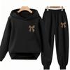 Bow Print Girls Red Hoodie Children 3-12 Years Boys Casual Tops+Pants Sets Long Sleeves Autumn Fashion Kids Long Sleeves Clothes