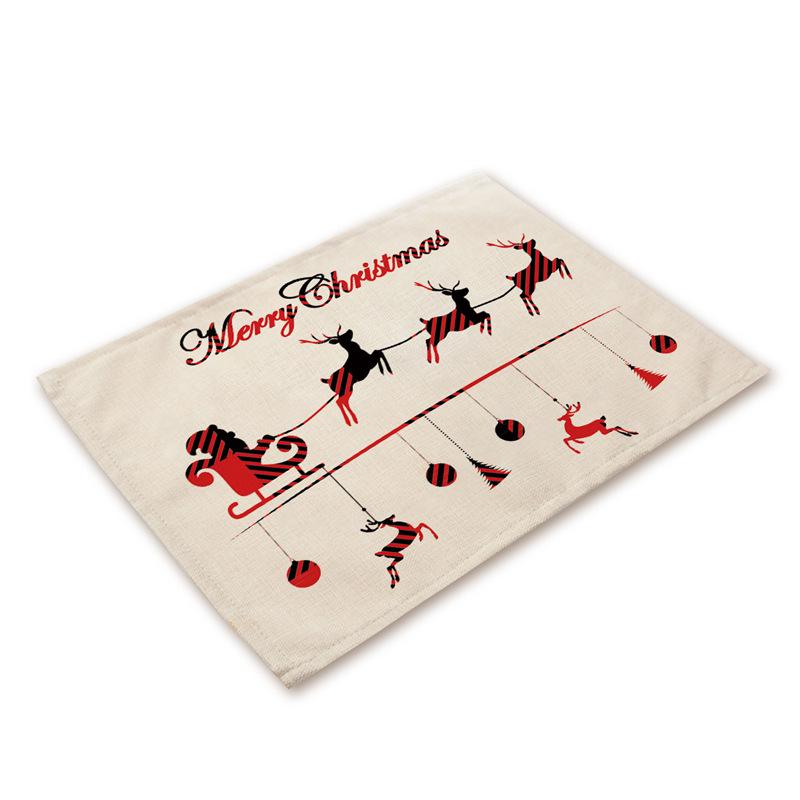 Western Style Stain-Proof Linen Placemat - Heat-Insulating and Decorative Christmas Table Mat