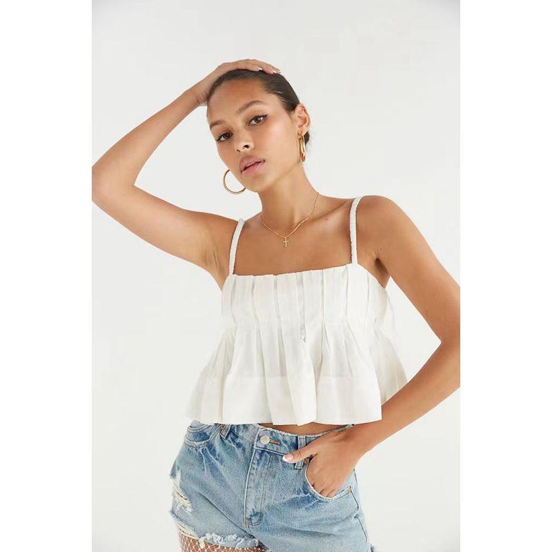 

Экспорт Мода Дорогой Бренд Тяжелая Промышленность Стильный Драпированный Лен Слинг Новинка Нишевый Дизайн Стильный Однотонный Многослойный Сладкий White L