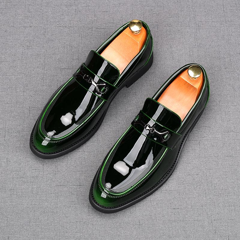 Britain New Men's Glossy Patent Leather Oxford Flats Casual Shoes Male Loafers Homecoming Wedding Dress Footwear