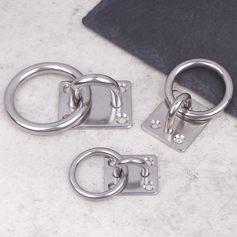 304 Stainless Steel Square Marine Eye Plate Eye Hook With Round Ring Lashing Tie Down Boat Yacht Boat Marine Hardware 5/6/8Mm