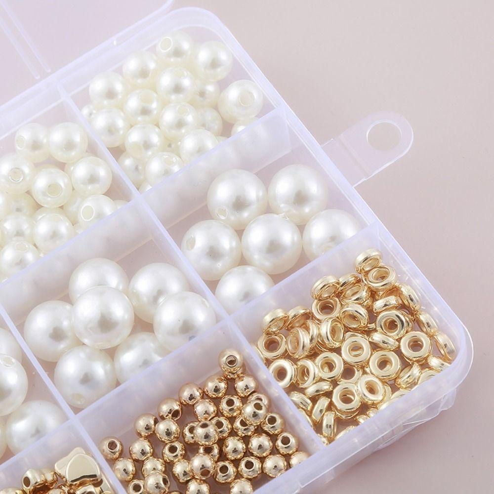 1890pcs 4/6/8/10/12mm Size DIY Bracelet Beads with Gold Beads Crafting Beads  for Necklaces