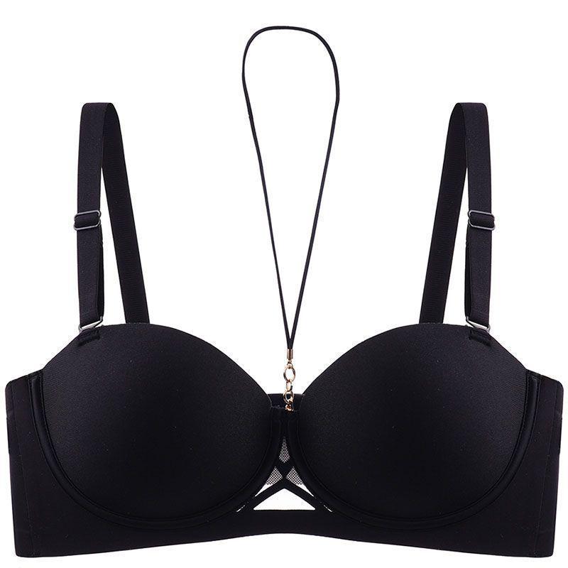 

Оригинальный гладкий бесшовный комплект сексуального нижнего белья без бретелек с халтером и красивым дизайном спины 32/70AB