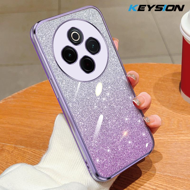 KEYSION Luxury Plating Glitter Phone Case for IQOO Z10 5G Transparent Soft TPU Shockproof Back Cover for IQOO Z10
