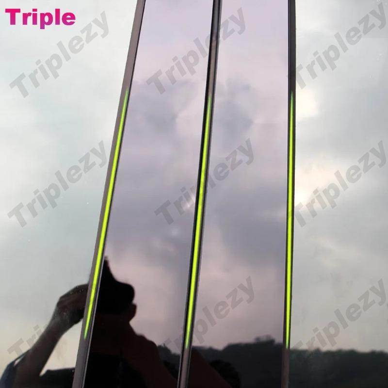 6Pcs Glossy Piano Black PC Material Car Door Window B C Pillar Post Cover Trim Sticker For Mercedes Benz C Class W204 2008-2014