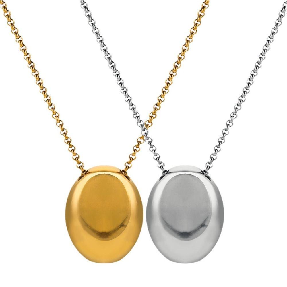 Geometric Water Drop Necklace Large Oval Glossy Droplet Pendant Long Sweater Chain  Women Girls