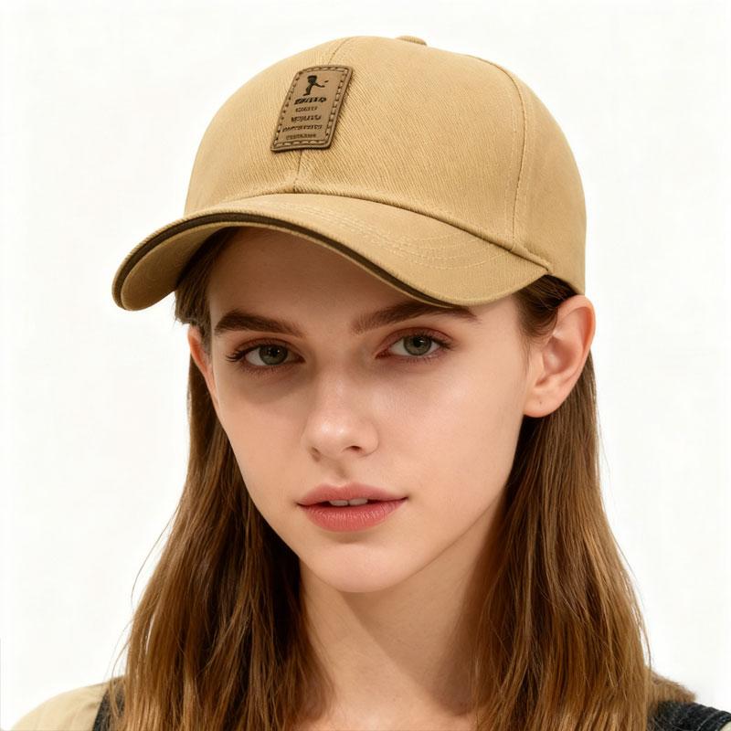 Khaki Vintage Fabric Label Baseball Cap for Men, Trendy and Versatile, Sunshade Duckbill Hat, Casual Soft Top, Flattering for Fa
