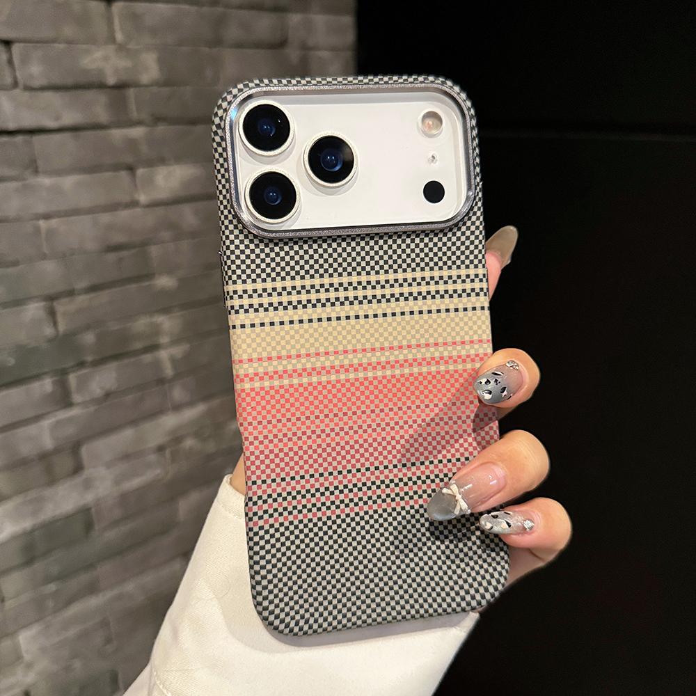 Luxury Premium Carbon Fiber Case For iPhone 17 Air 16 15 14 Pro Max Plus For Magnetic Patterned Alloy Lens Frame Protect Cover