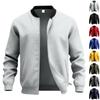 Giacca Bomber Casual da Uomo a Manica Lunga, Colore Unito, Collo Alto, con Zip