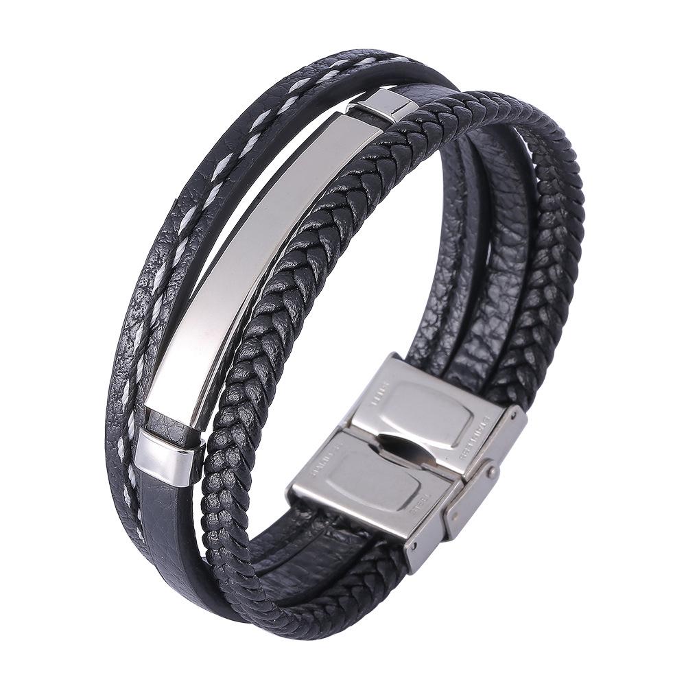 Men's European and American Fashion Stainless Steel Laser Engraved Couple's Bracelet