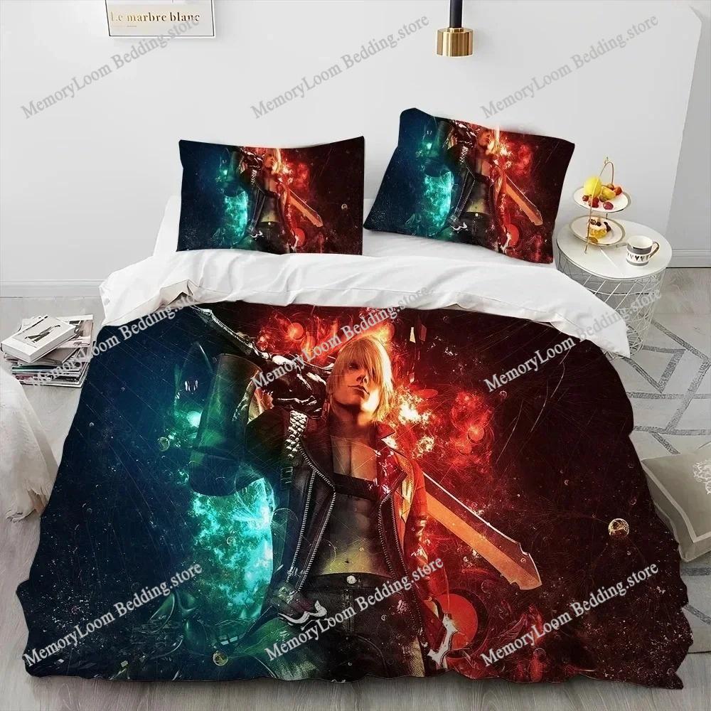 Oyun D-Devil May Cry DMC Oyuncu Yatak Takımı Yorgan Kılıfı Yatak Takımı Yorgan Kılıfı Yastık Kılıfı Yorgan King Queen Boy Erkek Çocuk Yetişkin