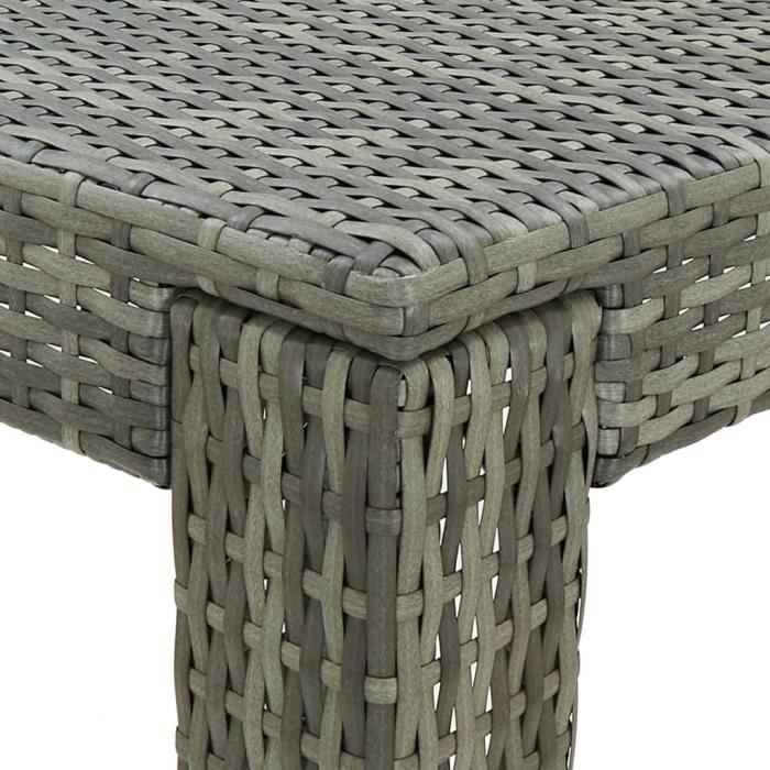 Table de bar de jardin - VIDAXL - Gris - 60,5x60,5x110,5 cm - Résine tressée - 2 places