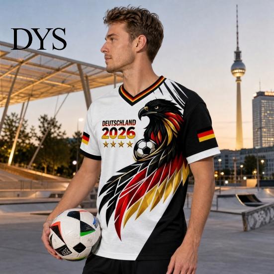 Camiseta de Animación de Fútbol 2026 para Hombre Alemania, Camiseta para Aficionados, Camiseta de Aficionado con Cuello en V Bandera Alemana, Camiseta Elegante con Símbolo para Camiseta Nacional de Fútbol