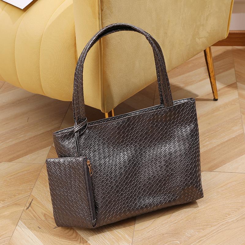 

Casual child and mother shoulder bag, simple portable women s bag, tote bag, fashionable woven pattern women s bag, one piece. серый