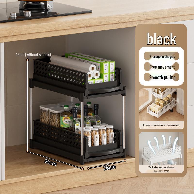 Foldable Multi-Layer Mobile Storage Cart with Wheels for Kitchen, Bedroom, or Bathroom