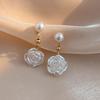 2024 Summer Camellia Pearl Stud Earrings, Floral Metal Fashion for Women