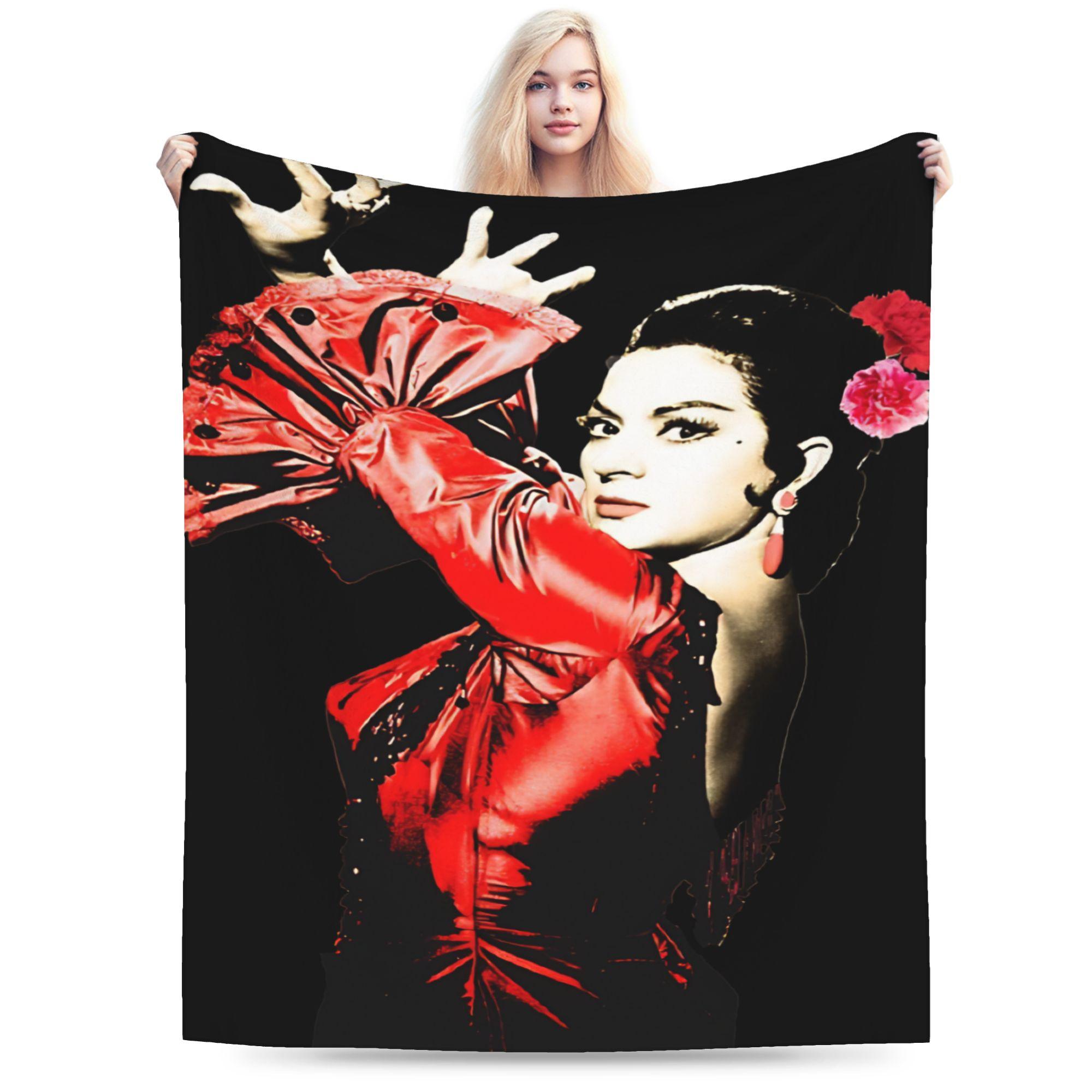 Lola Flores Throw Blanket Cozy Funny Blanket For Outdoor Travel Flannel Bedspread Bed Cover 75x90cm