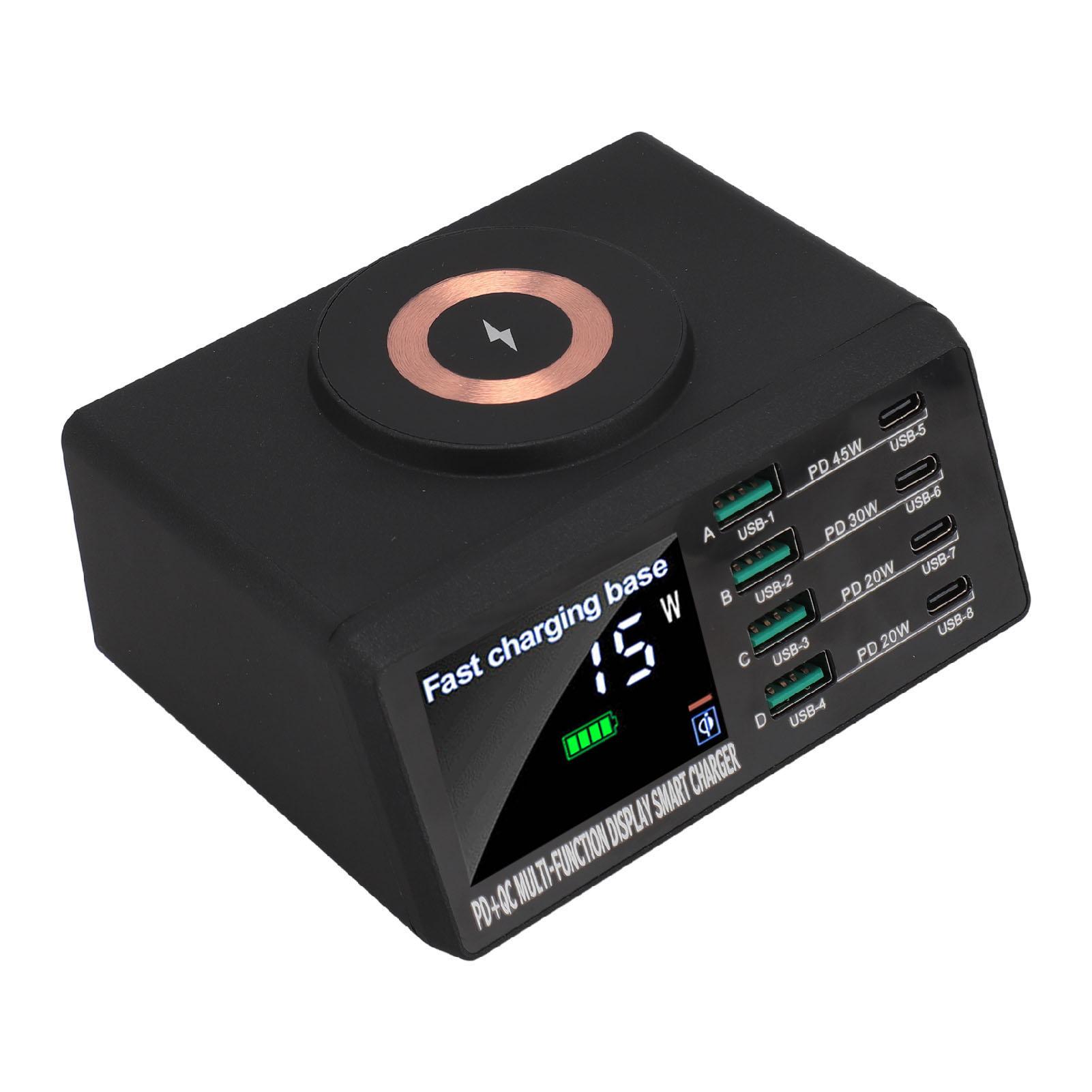 

Магнитное беспроводное зарядное устройство мощностью 110 Вт QC3.0 PD45W Док-станция для быстрой зарядки для IOS и Android, 100‑240 В UK Plug