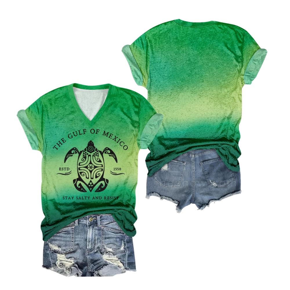 

20 Colors Summer Fashion The Gulf of Mexico Printing Women Sea Turtle Tshirt Casual Breathable Tshirts Loose Tees Shirts Street Oversized T-Shirts 8XL темно-зелений колір
