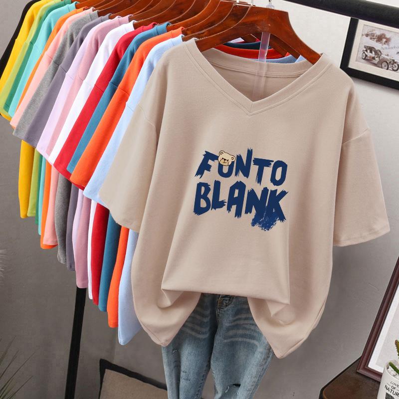 

Футболка з коротким рукавом, Вільного крою, Приталена футболка з V-подібним вирізом з принтом для жінок 5XL абрикосовий