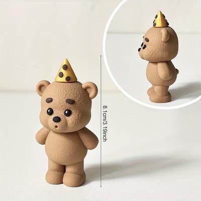 Décorations de Gâteau Ours Mignon Ours en Peluche Marron Topper pour Gâteau pour Enfants Garçon Fille Fête d'Anniversaire 1ère Décoration Mariage Douche de Bébé Fournitures