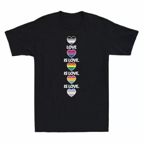 Men s and Women s T-shirts Love Is Love Pride Funny Gift Shirt Cotton T-Shirt XS