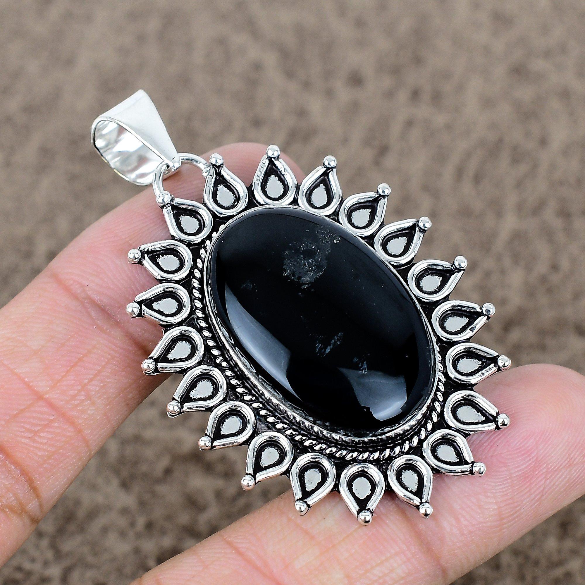 

Silver Sheen Obsidian Gemstone 925 Sterling Silver Jewelry Pendant 2.36 KKG-750