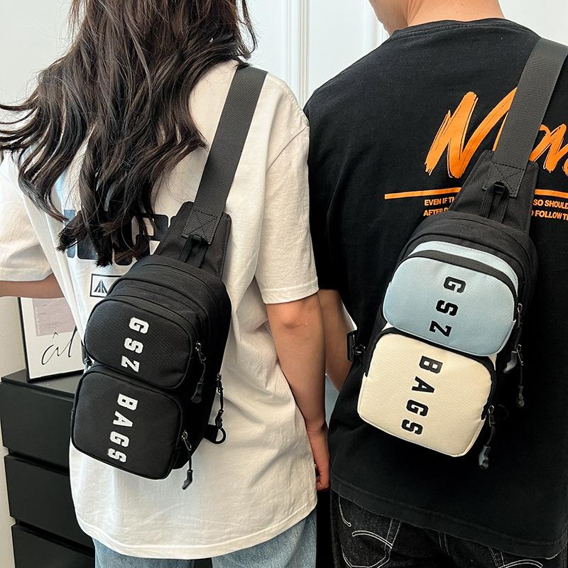 Spring Trendy New Ins Contrasting Color Breast Bag Women's Bag Fashion Sports Messenger Bag Personalized Tooling Mobile Phone Fanny Pack