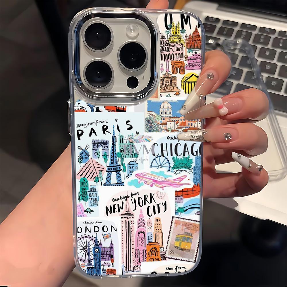 Travel City Phone Case For Iphone 17 15 16 14 Plus 13 Pro Max 12 11 17E 16E 17Air Funda Coque Anti-Slip Phone Cover