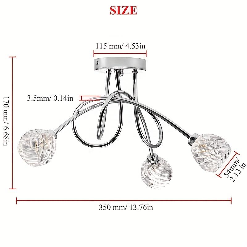 1pc Modern Three Lights Absorber Lamp for Aisle Corridor Balcony Kitchen Glass Shade Semi Flush Mount