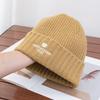 Mignon visage d'ours petit bonnet tricoté pour femme hiver polyvalent broderie faciale bonnet en laine protection des oreilles bonnet chaud froid