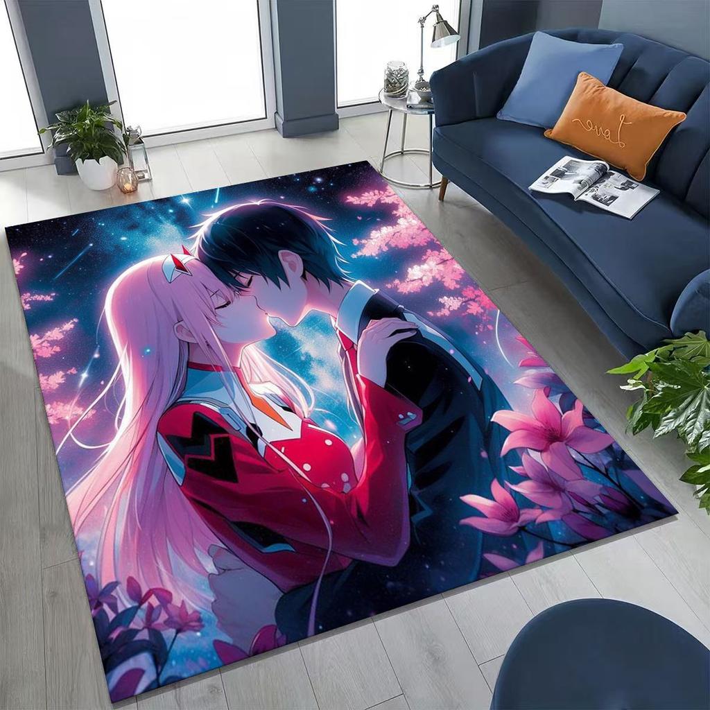 002 Zero Two DARLING in FRANXX Sexy Girl Cartoon Carpet Rug for Bedroom Living Room Sofa Home Doormat Decor,Non-slip Floor Mat