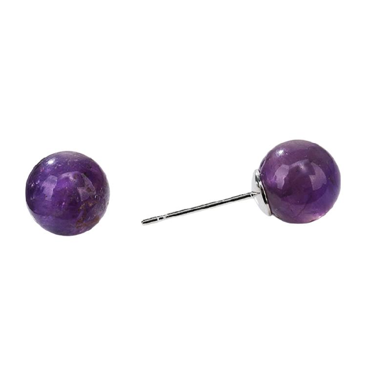 

Allergy Safe Round Gemstones Earrings Natural Crystal Beads Handmade Metal Jewelry Accessory for Formal Occasions
