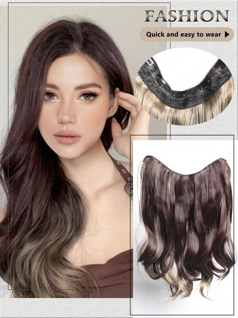 Synthetic Hairpieces Women 18 Inch Long Wavy  Dyeing Hair Extension 5 Secure Clips Heat Resistance Synthetic Hair Clip In Hair Extensions