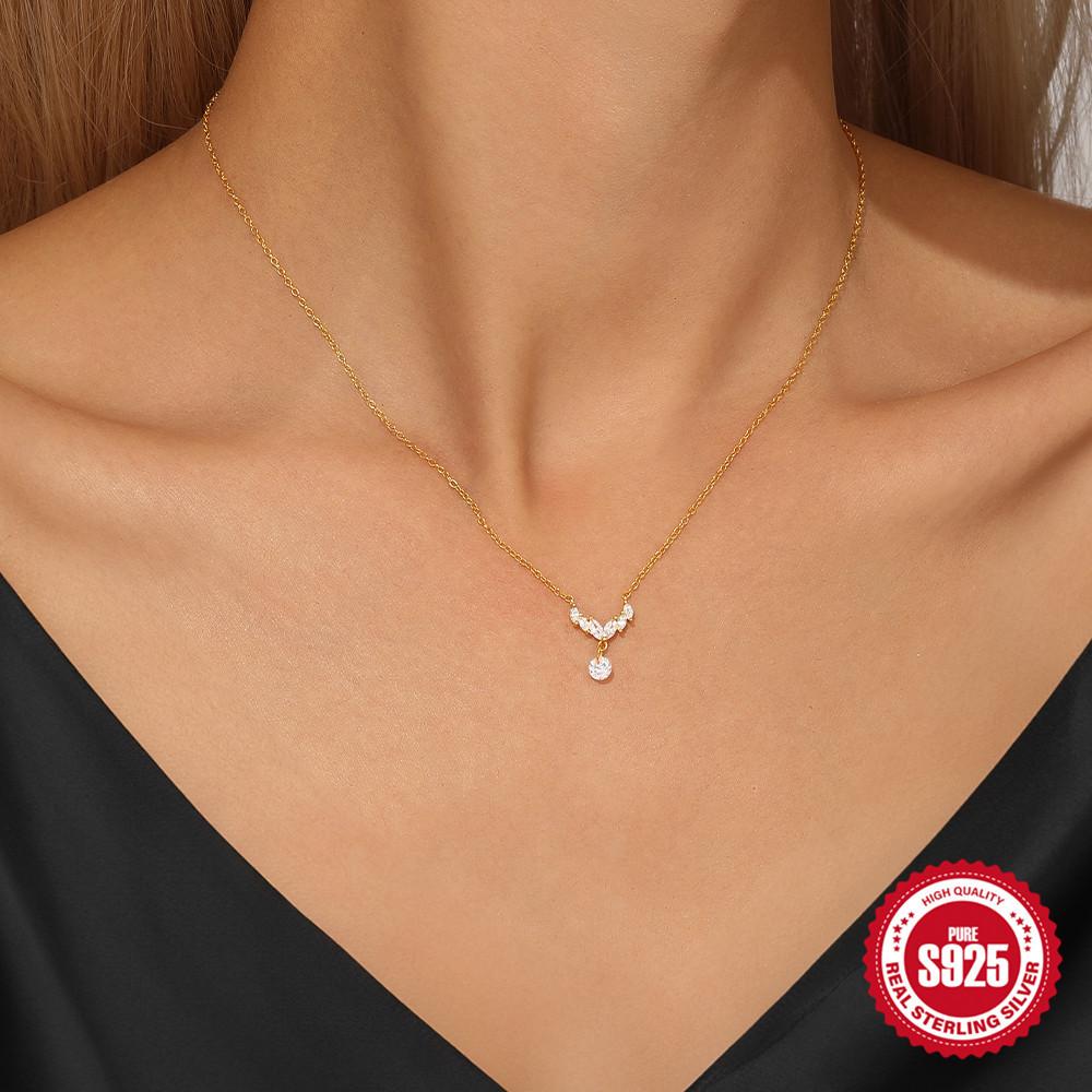 Wind Pendeln Einfache Kleidung S925 Sterlingsilber Pferdeaugen Zirkon Spleißen Smart Dynamische Halskette Schlüsselbeinkette