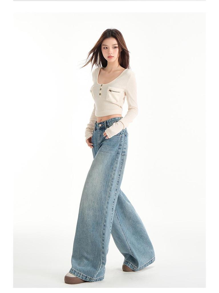 Xintang Women's 2025 High Waist Retro Wide Leg Jeans