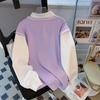 2024 Autumn Women's High-End Spliced Polo Sweatshirt - Long Sleeve, Loose, Slimming, Versatile Design