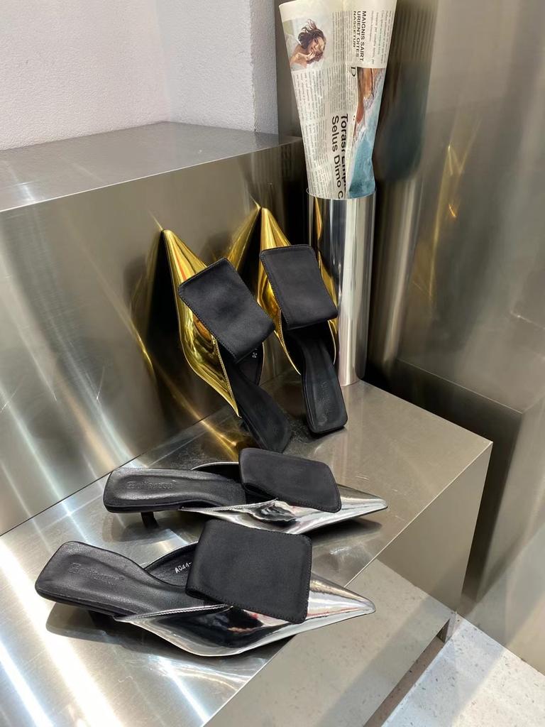 fashion Casual Women Slides Slippers 2024 New Arrivals Mixed Color Thin Low Heels Gold Silver Fashion Ladies Party Pumps Soze 35-39